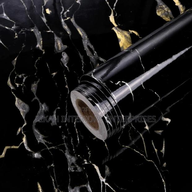 Black and Yellow Marble Contact Paper