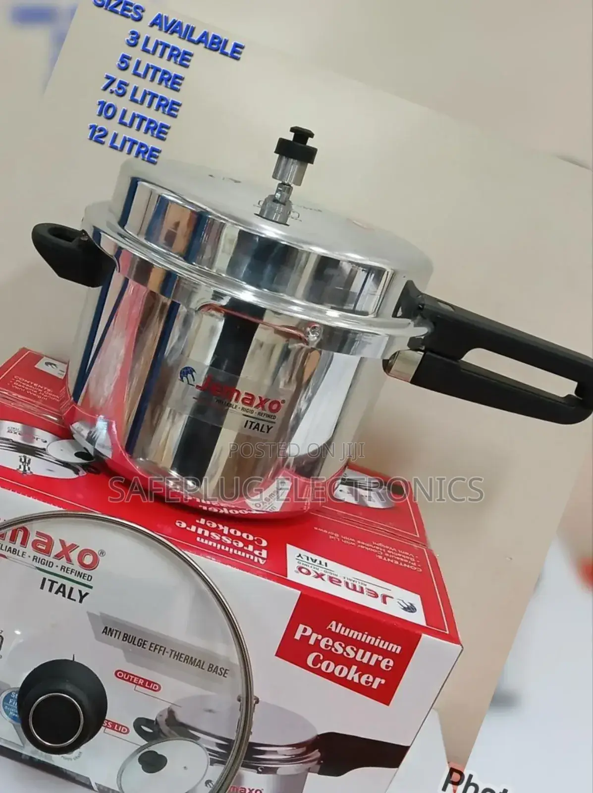 Jemaxo Aluminium One Handle Pressure Cooker 
3 Litres :
