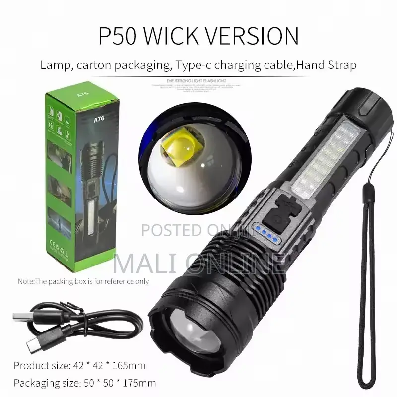 Usb Rechargeable Camping Flashlight 30w Type-c Led Torch