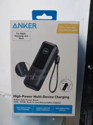 Anker Zolo Power Bank 25,000mah Built-in Retractable Cables)