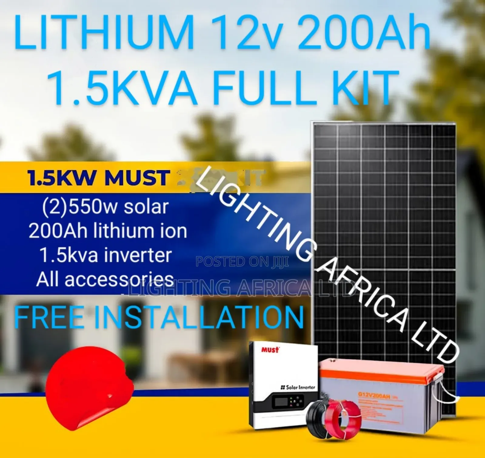 200ah Lithium Battery - 1.5kva Hybrid Inverter - (2)550w Solar System