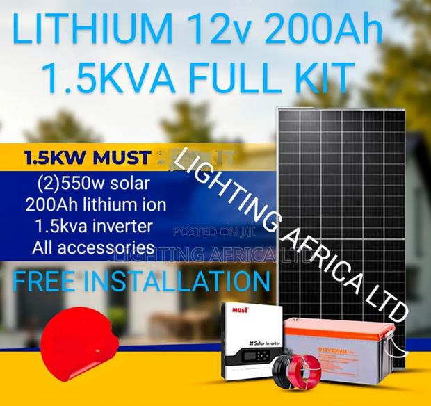 Nyumbani 1.5kva Lithium Ion Battery Full Solar System (2)550w Solar
