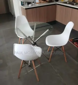 Glass Dining Table With Three Plastic Seat