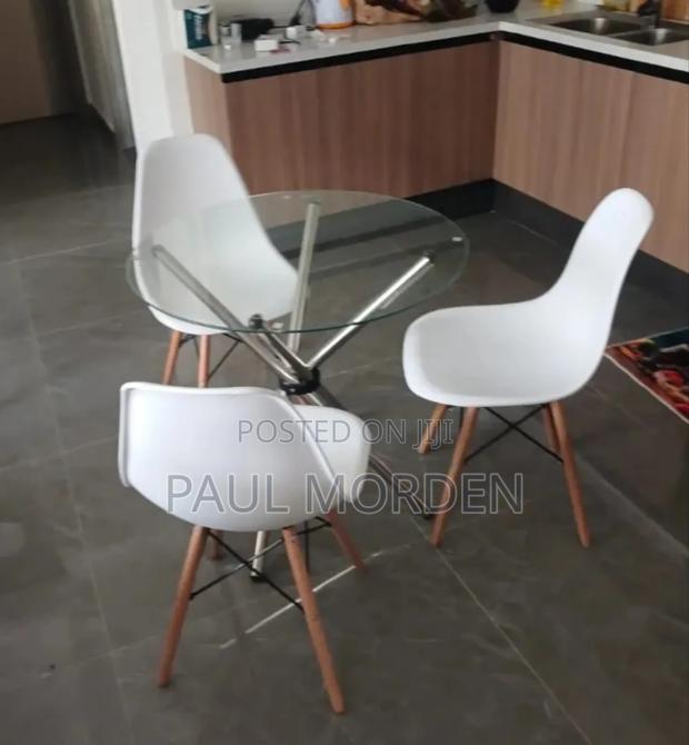 Glass Dining Table With Three Plastic Seat - main view