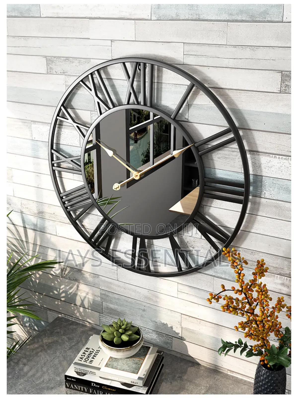 50cm Mirror Wall Clock : Roman Numbers (Metallic)