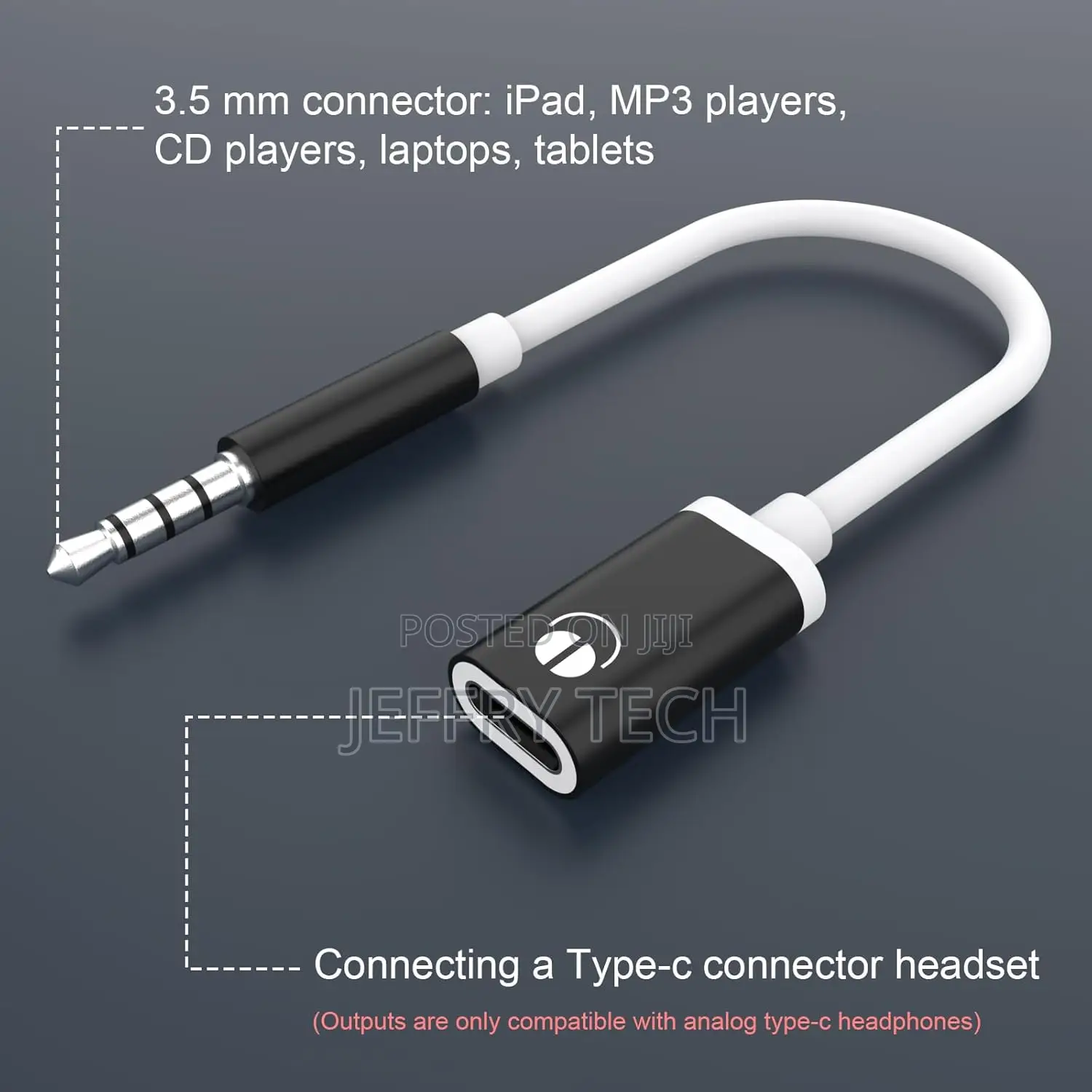 3.5mm Male to Type C Female Audio Cable, Headphone Audio Ada