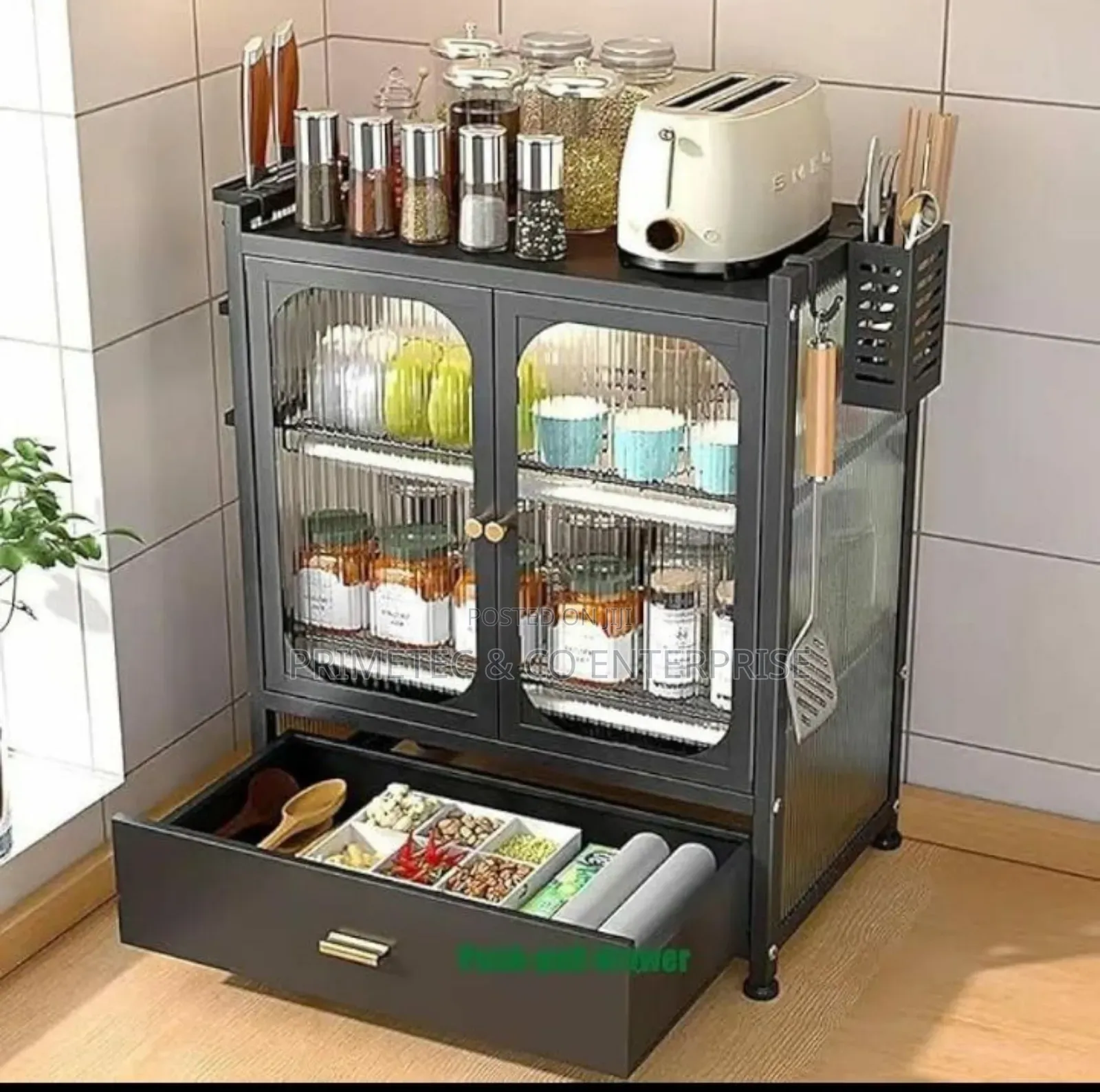 Minimalist Kitchen Countertop Dish Rack With Drawers