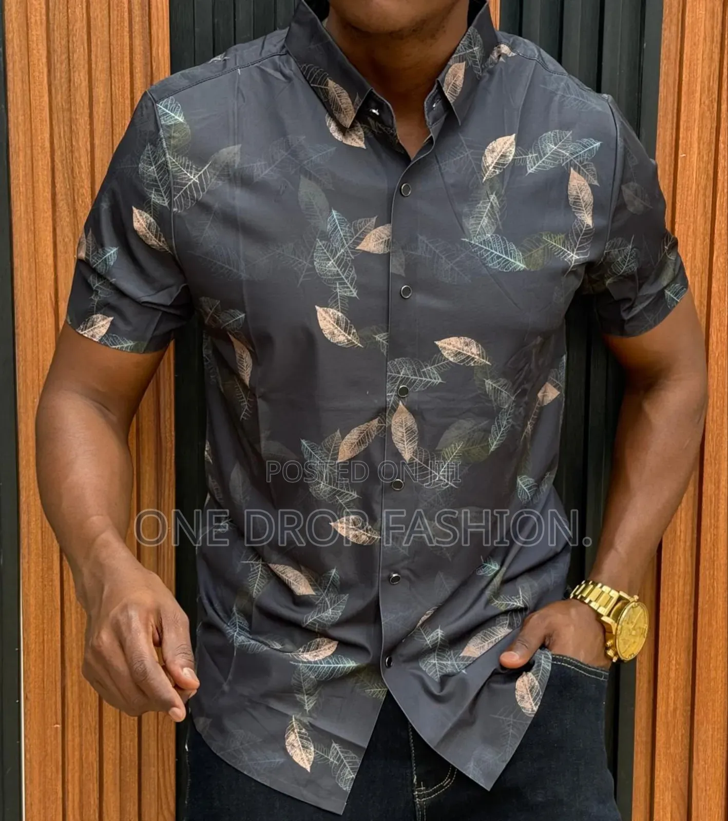 Men's Leaf Print Floral Shirts