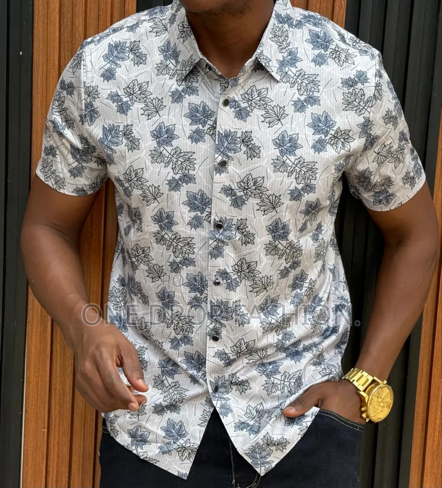 Men's Leaf Print Floral Shirts