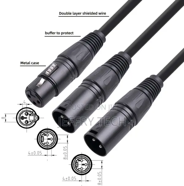 0.5m 3-Pin XLR Female Plug to Dual 2 Male Jack Y Splitter M
