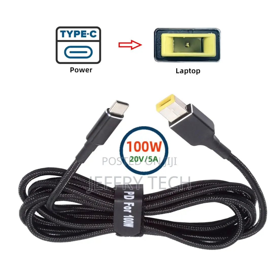 Usb C to Dc Thinkpad 11x4.5mm Pd 100w Fast Charging Nylon B