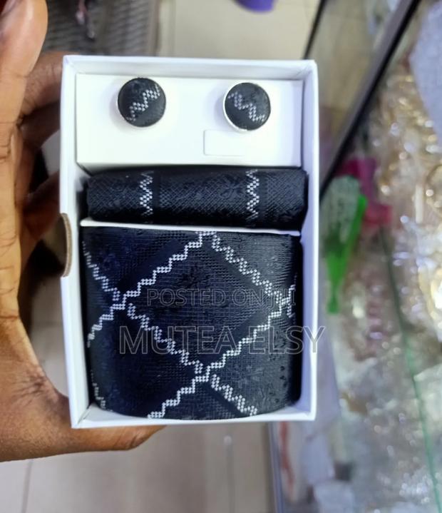 Black Geometric Executive Tie Sets - main view