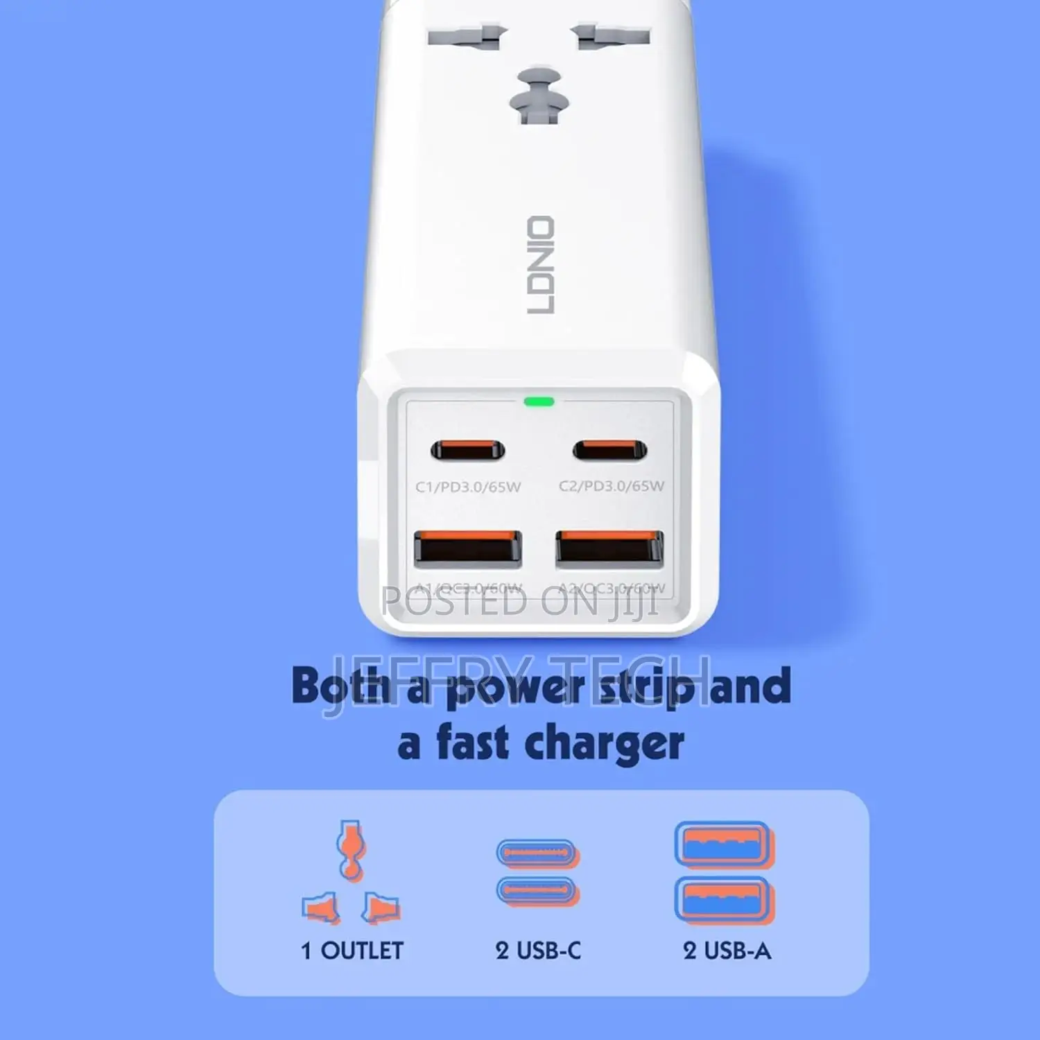 Ldnio Power Strip With 1 Ac Socket, 2x Usb, 2x Usb-C Sc1418,