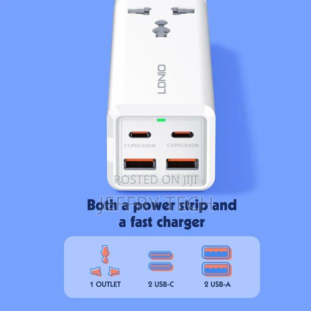 Ldnio Power Strip With 1 Ac Socket, 2x Usb, 2x Usb-C Sc1418,