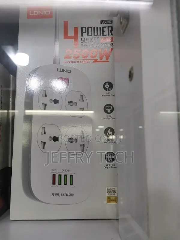 Ldnio Sc4407 4 Ac Outlets Universal Power Strip - White