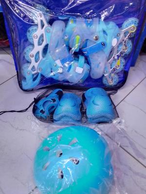 Kids Blue Rubber Wheels Skates/Roller - thumbnail 2