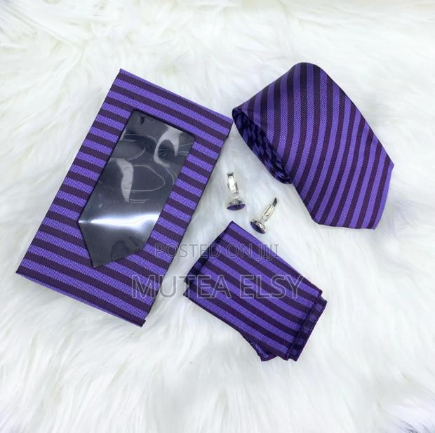 Purple Stripped Executive Tie Sets - thumbnail 3