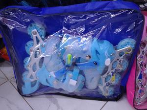 Light Blue Kids Flashing Wheels Skates - thumbnail 2