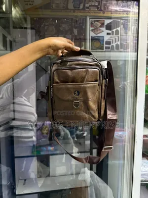 Dark Brown Unisex Leather Sling/Shoulder Bags Multi Pockets