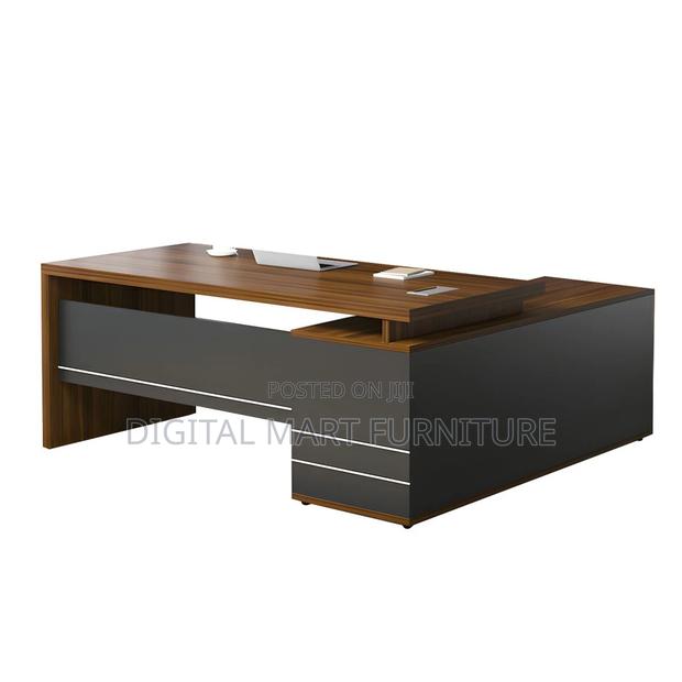 Office Desk: Rustic Brown Executive Computer Desk - thumbnail 2