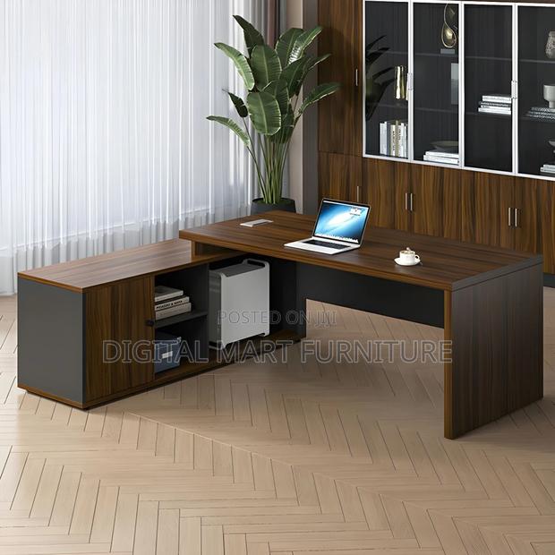 Office Desk: Rustic Brown Executive Computer Desk - thumbnail 5