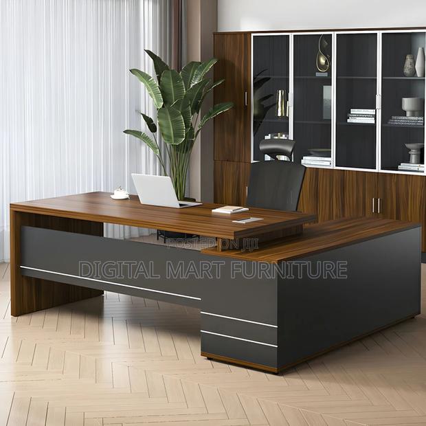 Office Desk: Rustic Brown Executive Computer Desk - thumbnail 6