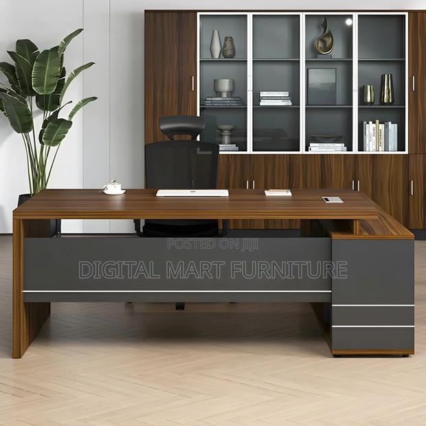 Office Desk: Rustic Brown Executive Computer Desk - thumbnail 7