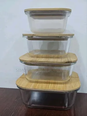 4in1 Lock Fresh 4pcs Heavy Glass Food Storage Containers