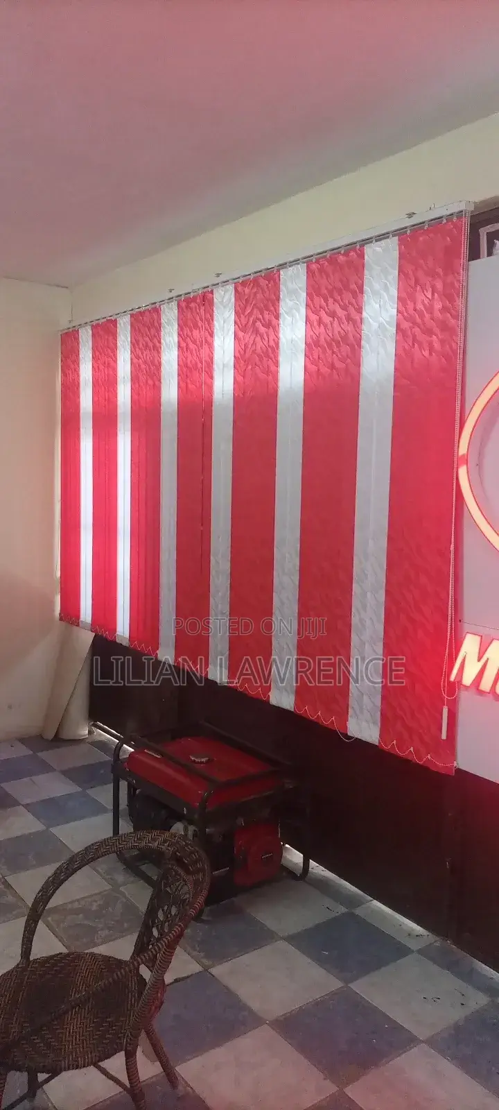 Red and White Office Blinds