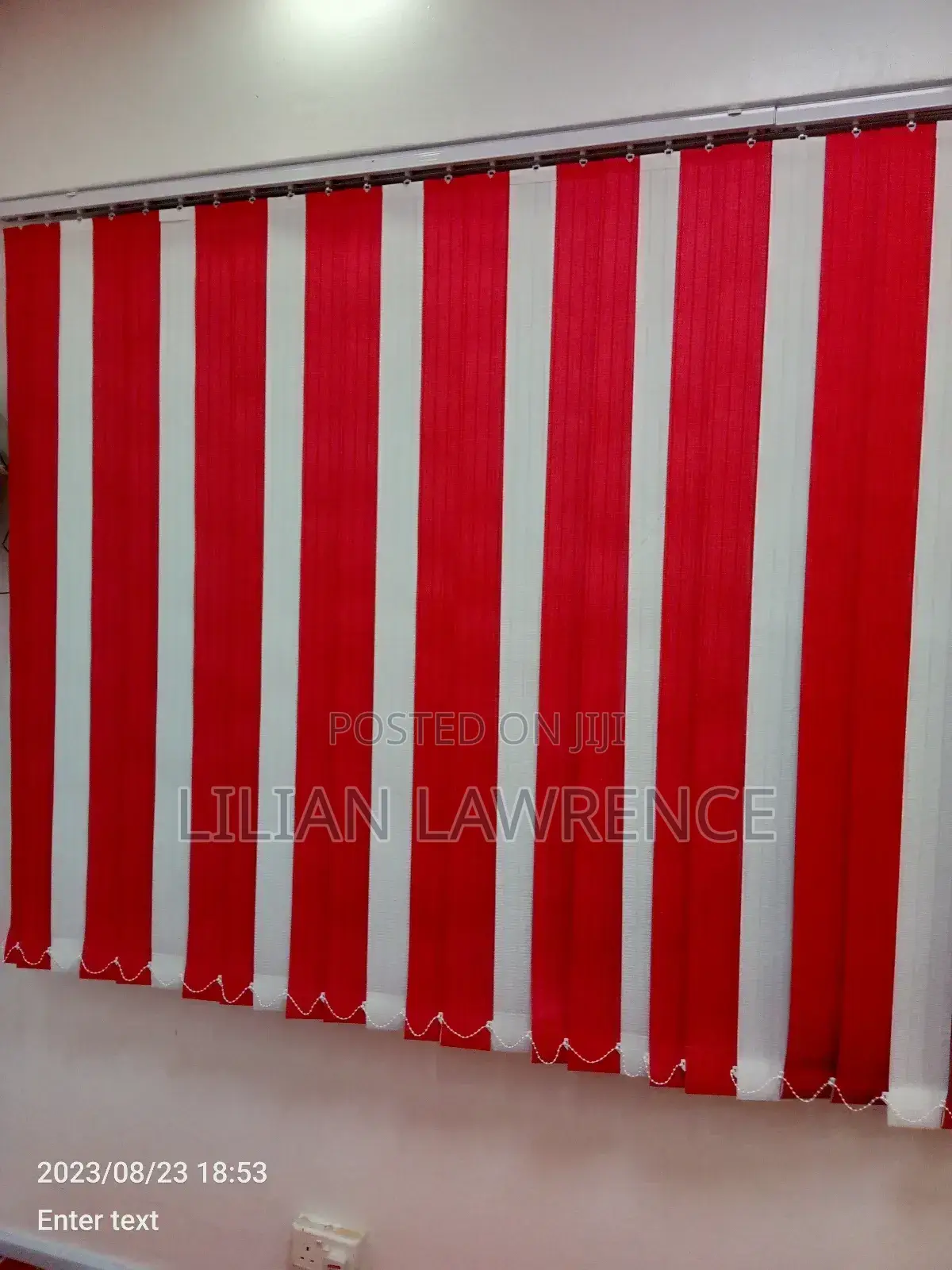 Red and White Office Blinds