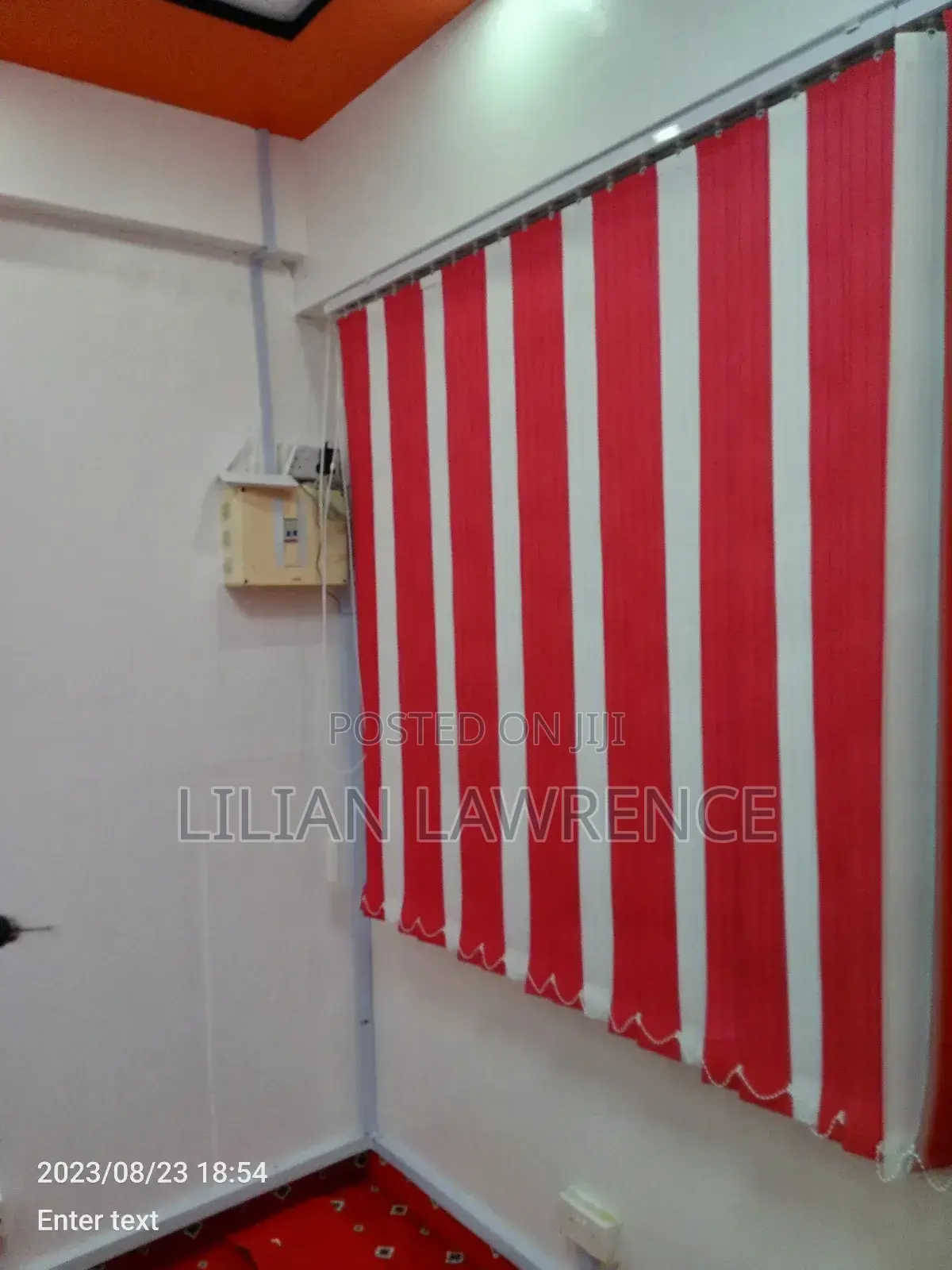 Red and White Office Blinds