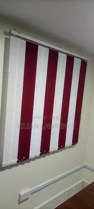 Maroon and White Blinds