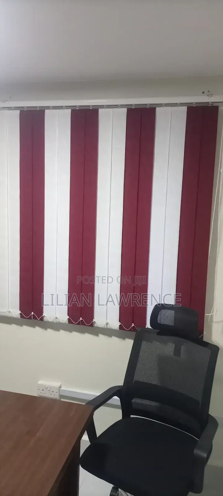 Maroon and White Blinds