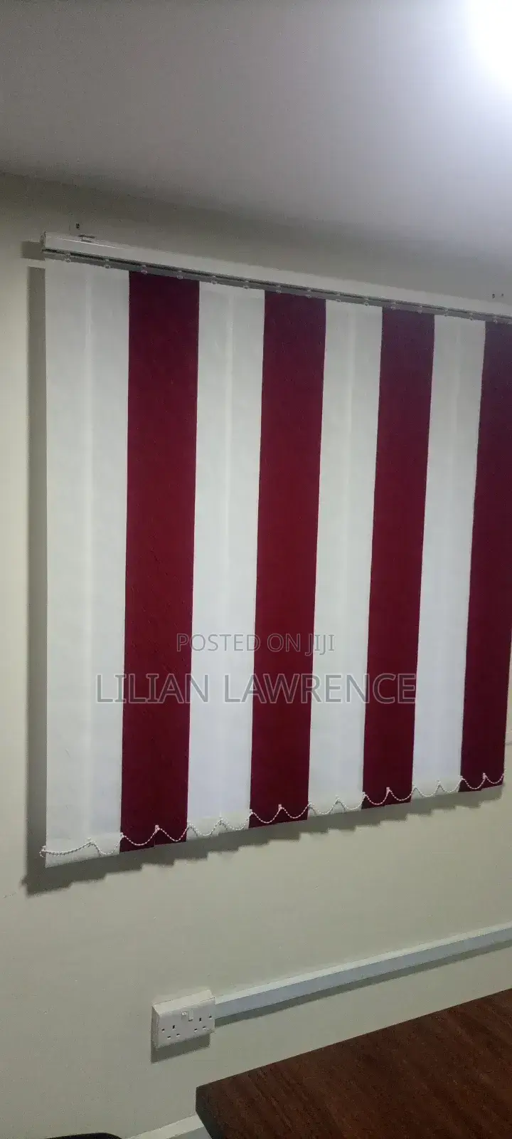 Maroon and White Blinds