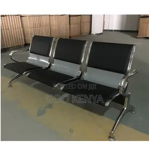 Office Bench ; 3-Seater Metal Iron Waiting Chair