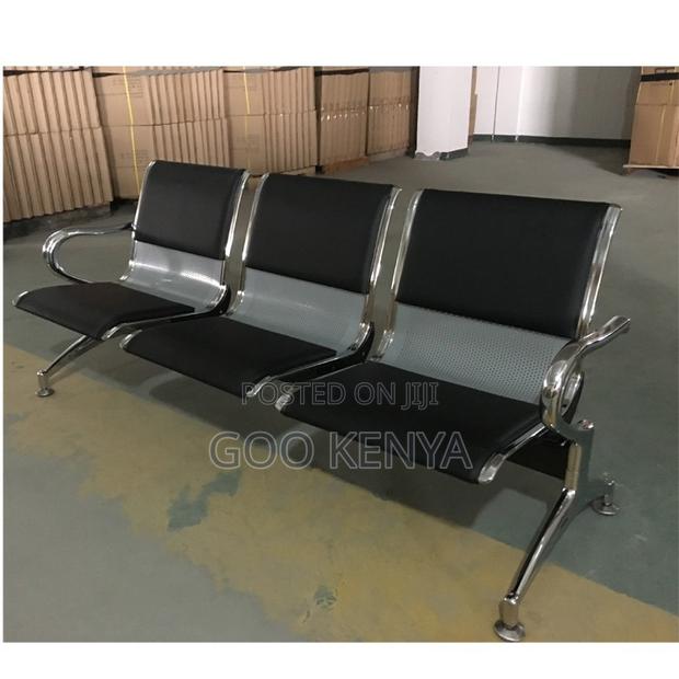 Office Bench ; 3-Seater Metal Iron Waiting Chair