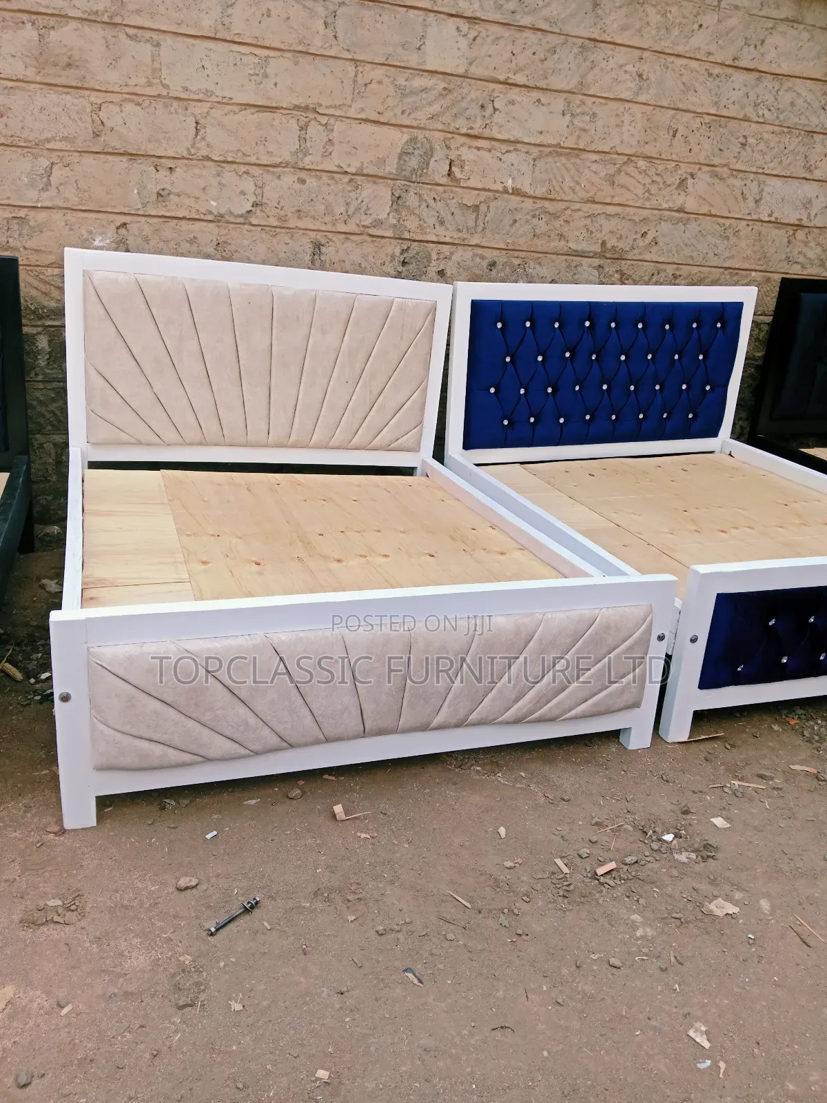 Cream and White Frame Bed 5x6