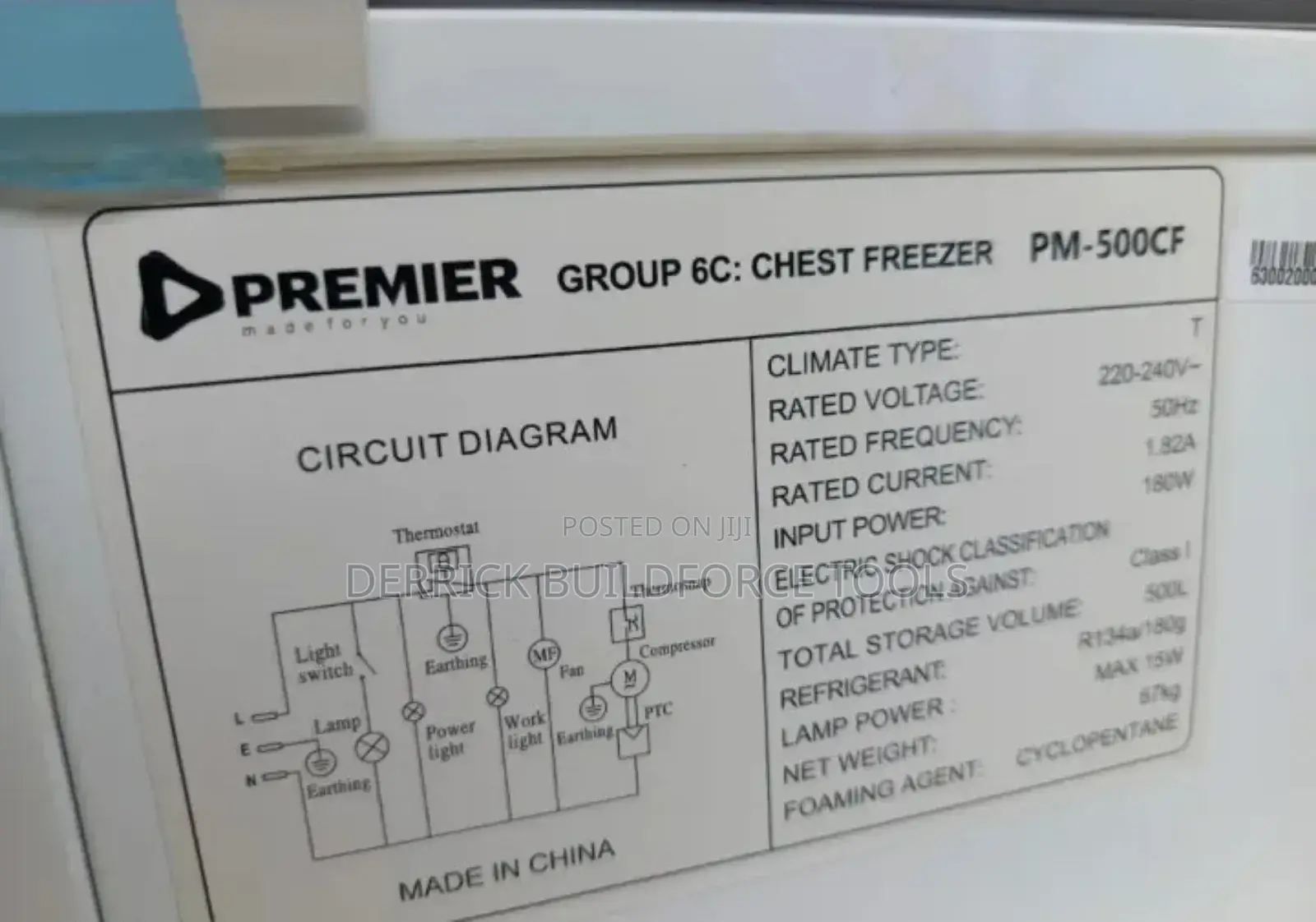 Premier Chest Freezer 500l Double Door