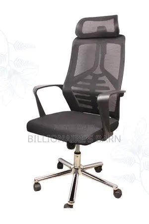 Office Chair; Black Fabric Mesh Seat Highback Office Chair
