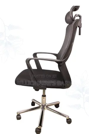 Office Chair; Black Fabric Mesh Seat Highback Office Chair