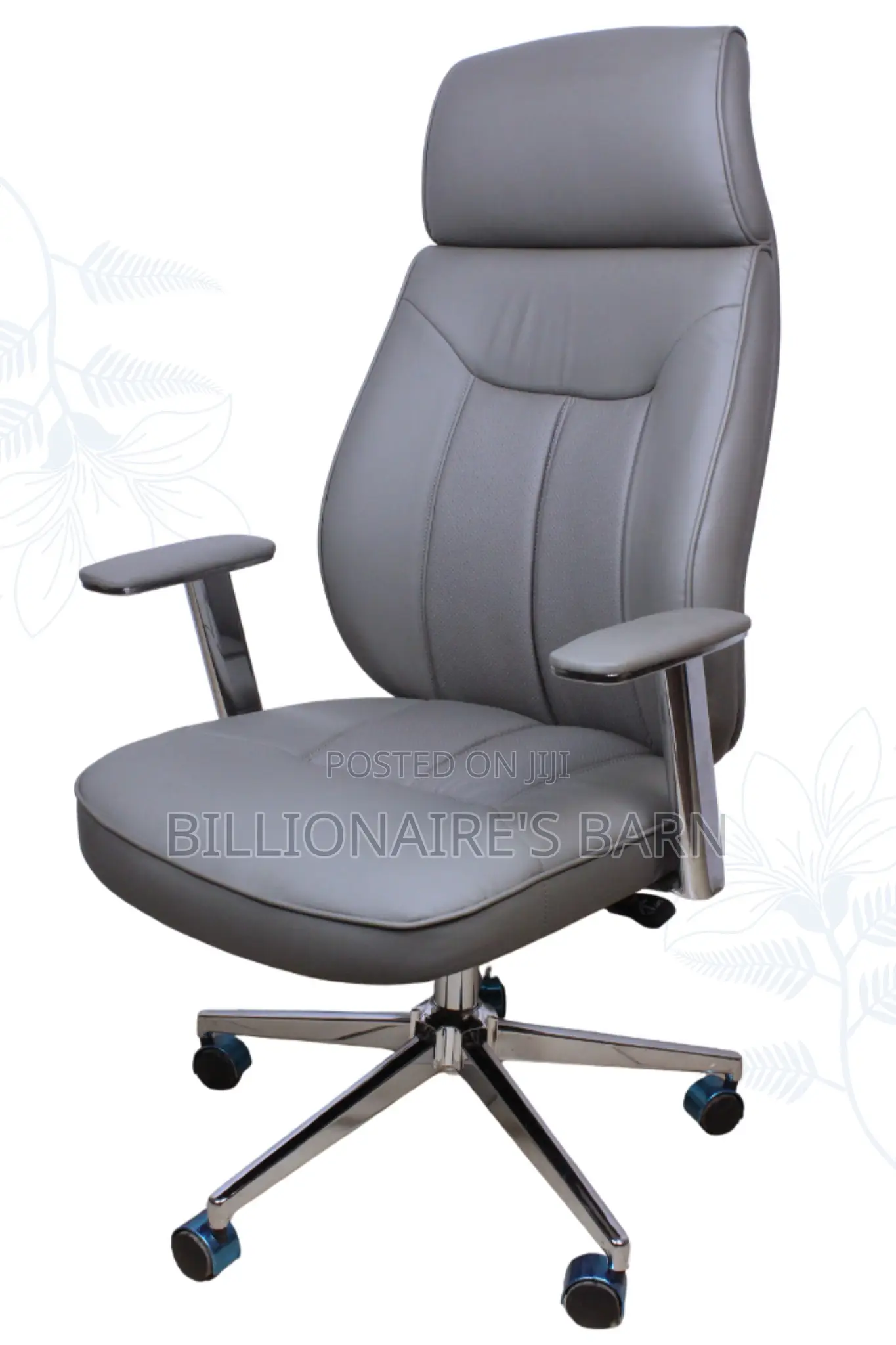 Office Chair; Modern Chrome Finish Leather Chair