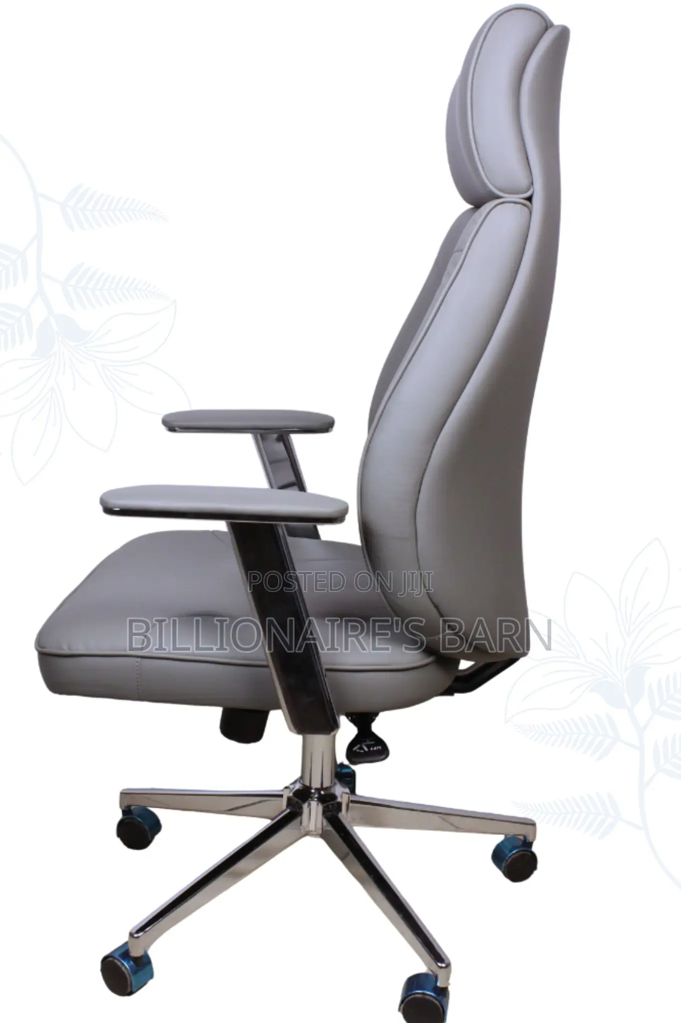 Office Chair; Modern Chrome Finish Leather Chair