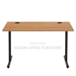 Office Desk: 1.2m Beech Office Desk With Cable Ports