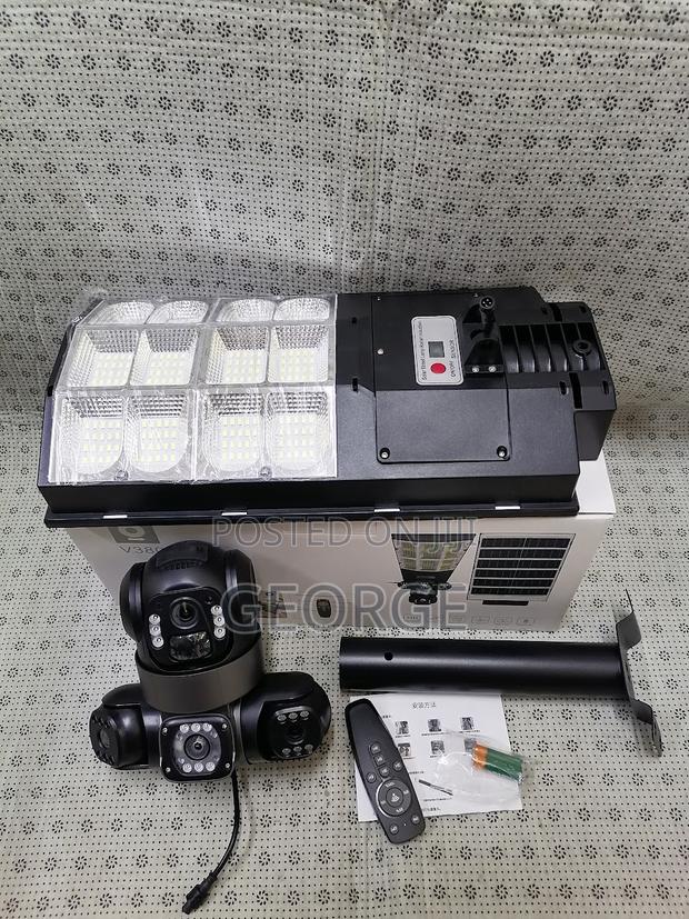 Floodlight 4g Sim Card Solar Powered Camera Triple Lens - main view