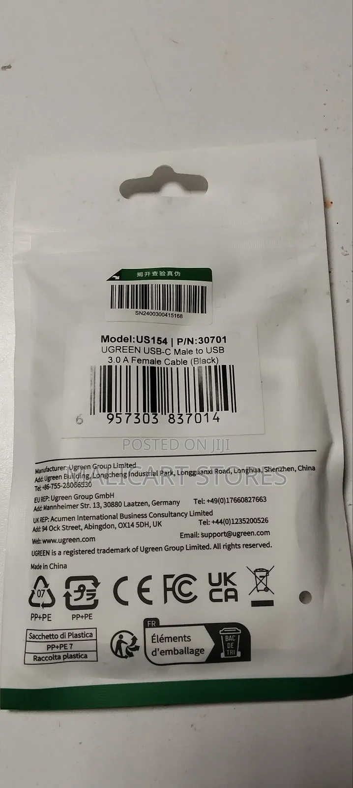 Ugreen Us154 Usb Type C Male to Usb 3.0 a Female Cable