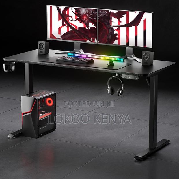 Office Desk : Sleek Electric Lift Office Table