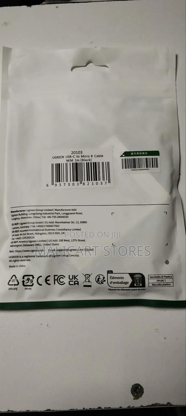 Ugreen Usb-C to Micro B Cable M/M 1m Black - thumbnail 2