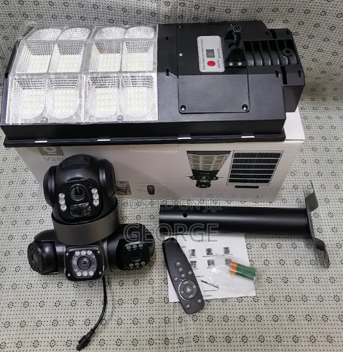 V380 Pro PTZ CCTV Camera Triple Lens 4g Sd Card Floodlight