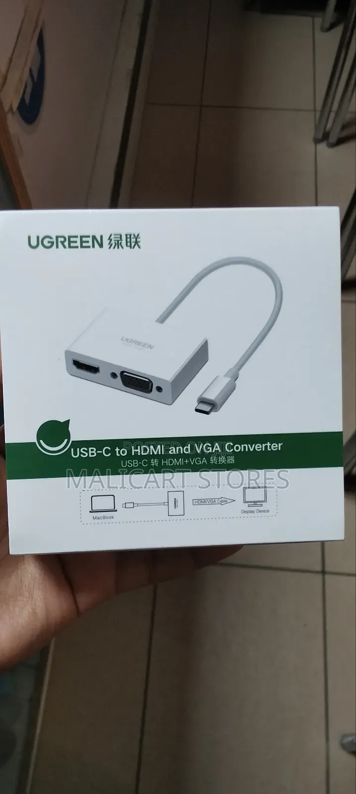 Ugreen Usb-C to Hdmi + Vga Converter–White–Mm123