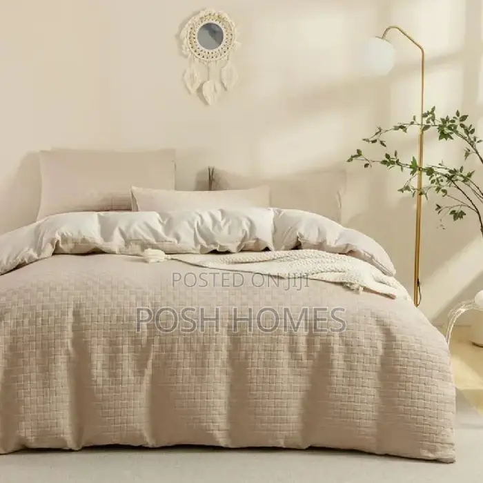 Waffle Weaving Poplin Soft Cotton Duvet Cover Set